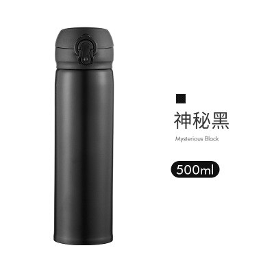 Termo portátil de , botella de agua de acero inoxidable para niños y niñas, termos, taza con aislamiento, gran capacidad, termo para estudiantes: Black