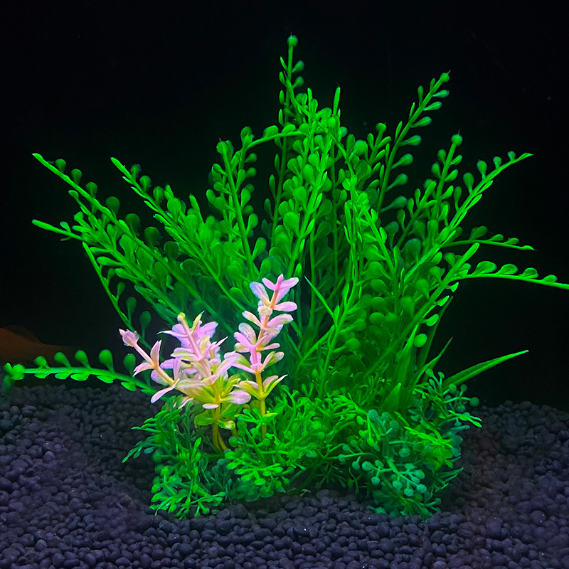 Plantas artificiales para decoración de acuario, adorno de malezas de agua, planta acuática, accesorios de decoración de césped para pecera, 14cm: Blanco