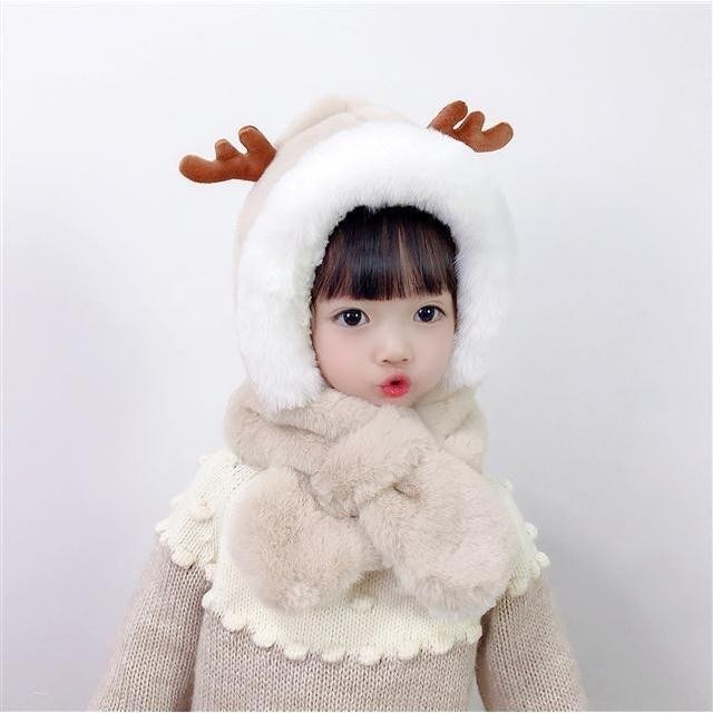 invierno niños novedad sombreros gorras niñas cálido lindo Reno sombrero de cuernos Casual de bufanda sombrero conjunto Casual niños tapas