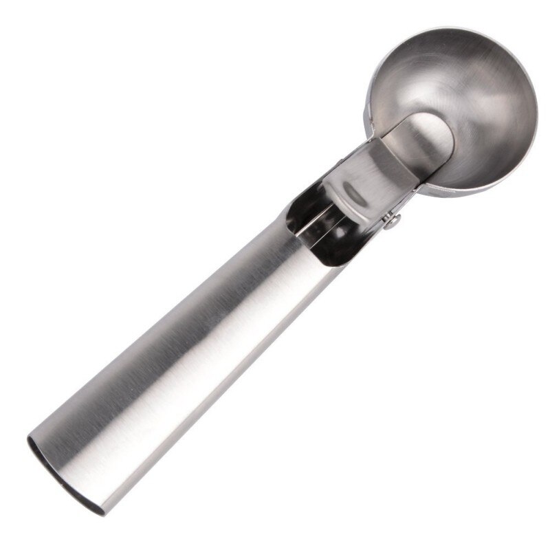 7-Inch Stainless Steel Ice Cream Scoop Cookie Dough Scooper with Trigger Spoon To Frozen Yogurt-Sorbet Digging Spherical Shape