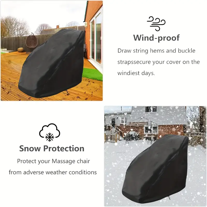 1pcs Black Polyester Massage Chair Cover, 210D Oxford Fabric, UV and Scratch Resistant with Stretch Fastener Recliner dust cover