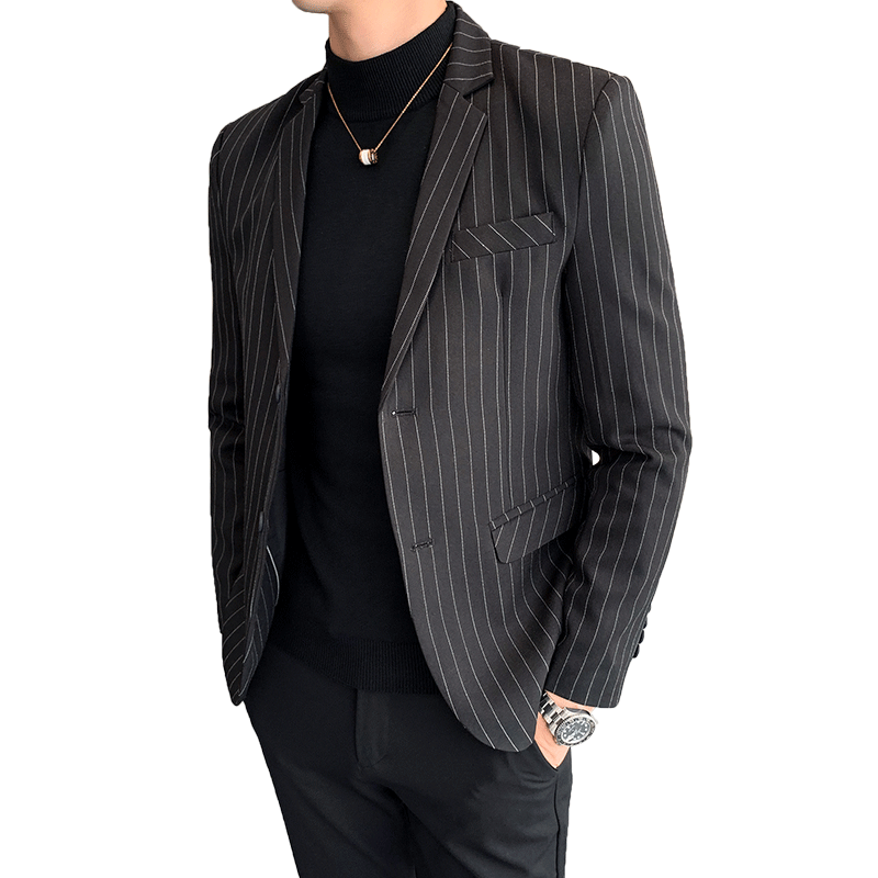 Black White Stripe Men Blazer Masculino Business Social Slim Fit Men Suit Jacket Homens Blazer Male Stylish Blazers For Men