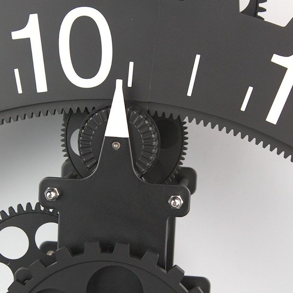 3D DIY Large Wall Rotary Gear Clock Mechanical Calendar Decorative Clock Black for Home Room Decor Office Cafe Display
