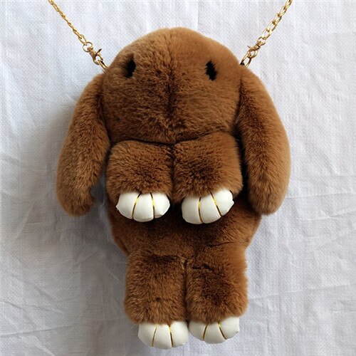 OURCIAO Korean Korean Cute Rabbit Lovely Shoulder Bag Cartoon Child Show MOE Dead Rabbit Wool Bags D301: khaki