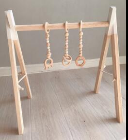 Nordic Stijl Babykamer Decor Play Gym Speelgoed Houten Nursery Zintuiglijke Speelgoed Baby Kamer Kledingrek Accessoires Fotografie Props: white with three toy