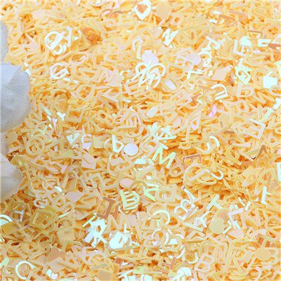 6mm bokstäver karaktär lösa paljetter för pyssel glitter pailletter scrapbooking paljetter konfetti nail arts dekoration diy 20g: Ab gul / 10g