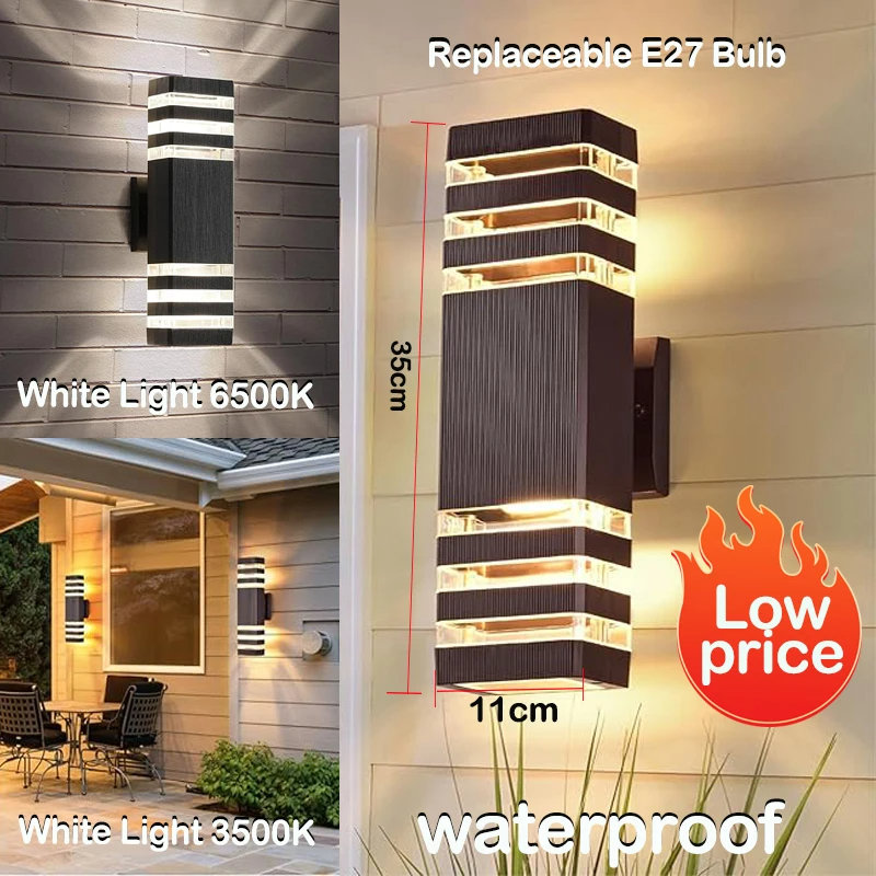 LED Outdoor Wandlampen E27 Up Down Buitenmuur Blaker IP65 Waterdichte Led Blaker Lamp voor Veranda Voordeur Tuin Wandlamp: Licht Geel / Rood