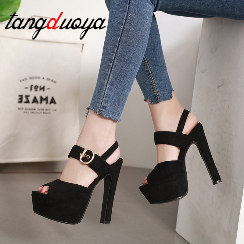 Grosses sandales femme talon carré sandales bout ouvert talons hauts plate-forme sandales chaussures femme talon haut sapatos feminino