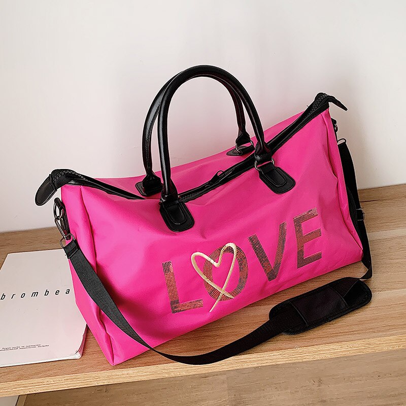 2020 nova bolsa de Viagem Saco de Viagem Saco de Lantejoulas Moda Feminina Diagonal Saco de Desporto Saco De Fitness Desgaste-resistente e À Prova D' Água: rose Red