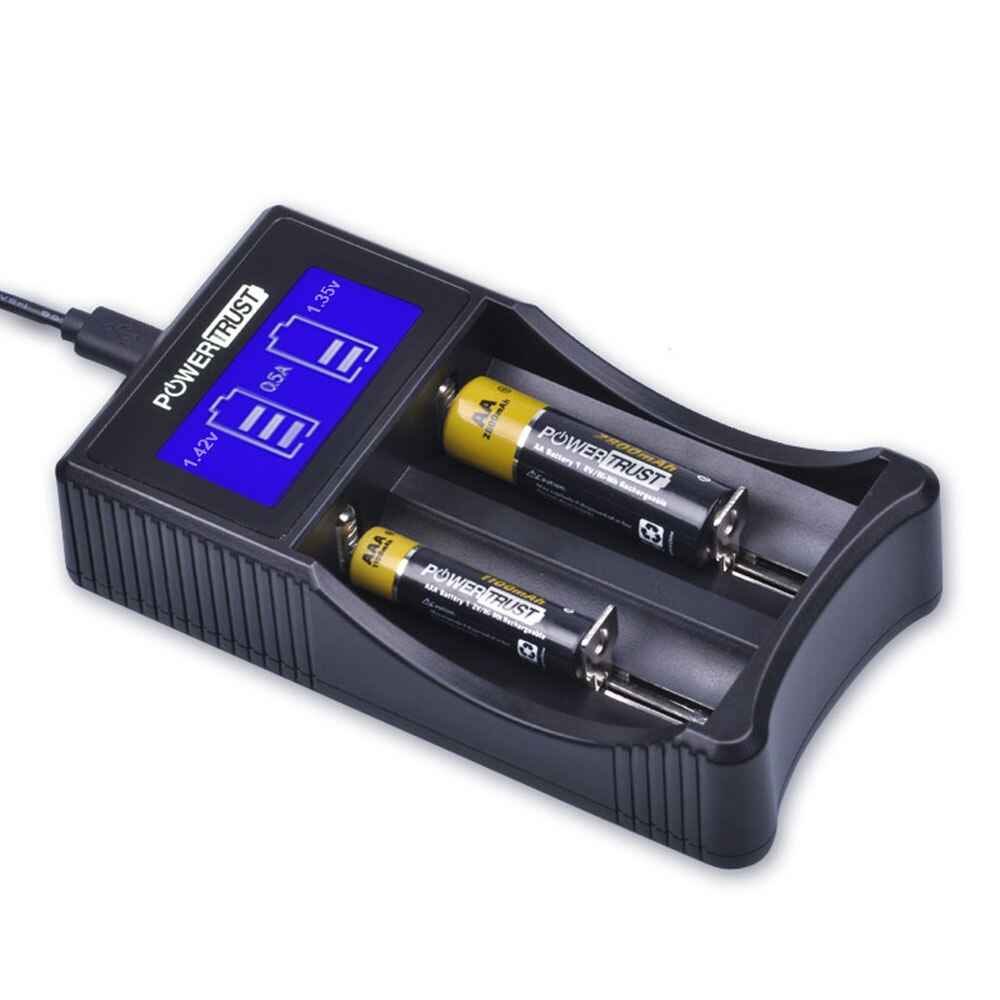 Universal Battery Charger - LCD Display - USB Output - for 18650 Li-ion, Ni-MH, Ni-Cd AA AAA C SC Batteries