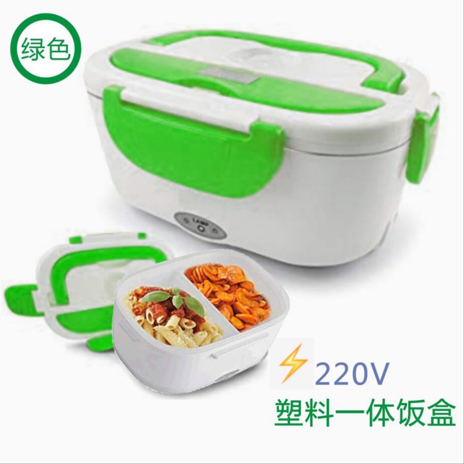 1L Portable Electric Heating Lunch Box Food Cooking Machine Heating Box Food Heater Rice Cookers for Home or Car: green / 12V
