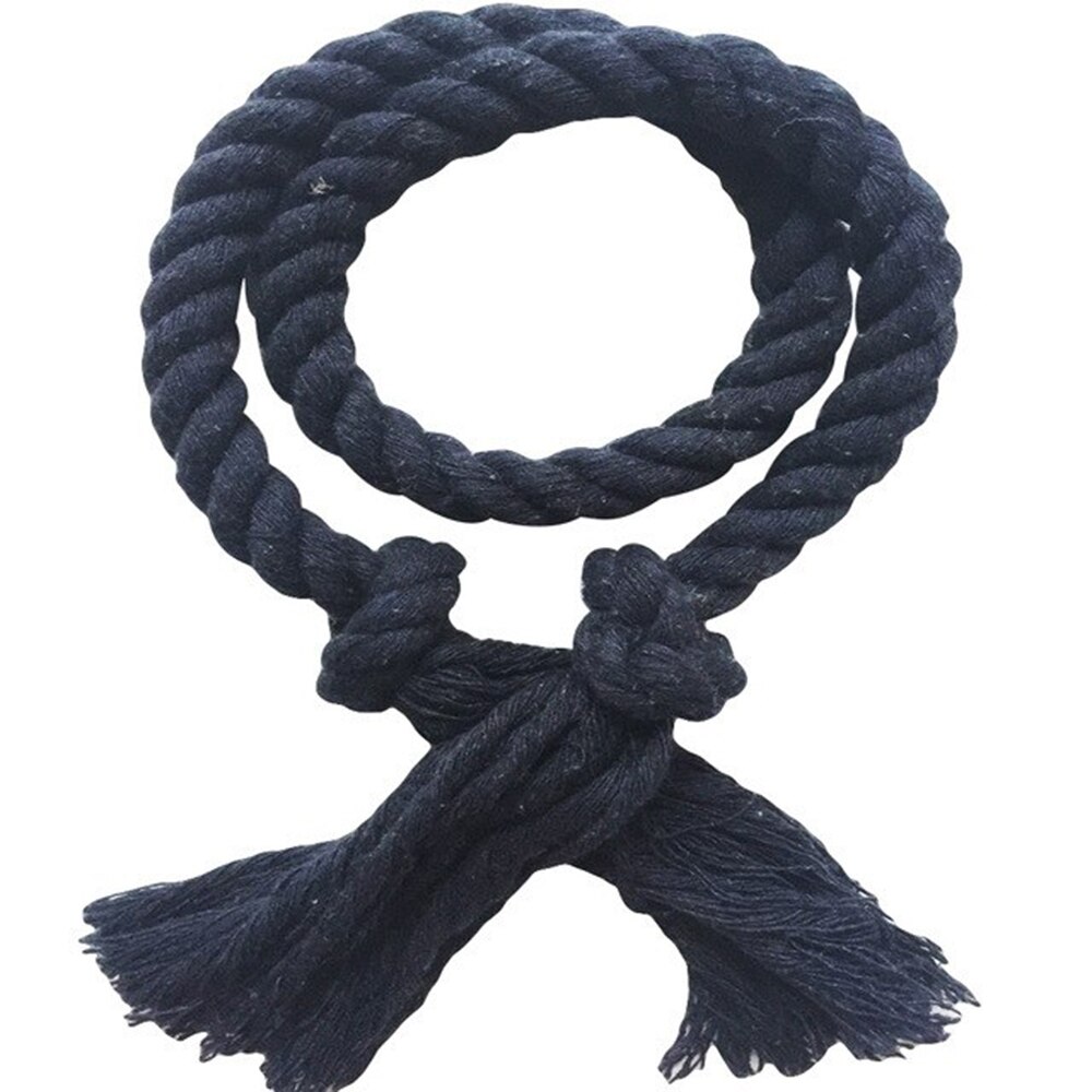 Rideau en corde de chanvre tissé à la main | Paire de rideaux à nouer décoratifs à tirettes, support de corde en chanvre tissé à la main, accessoires de rideau à boucle: Bleu marine