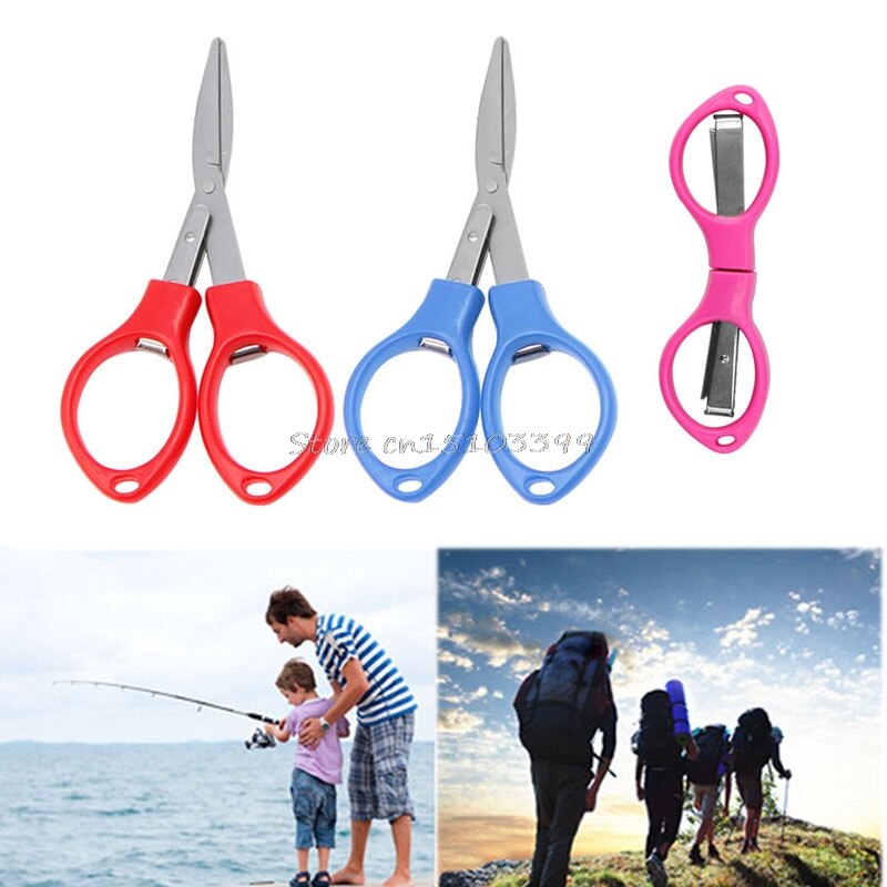 Stainless Steel Folding Camping Scissors Keychain Fishing Scissor Mini Cutter Tool