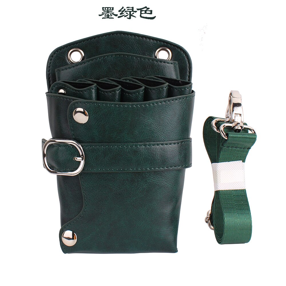 Barberhår saksetaske frisørhylster taskeholder taske med talje skulderbælte hårværktøj: Grøn