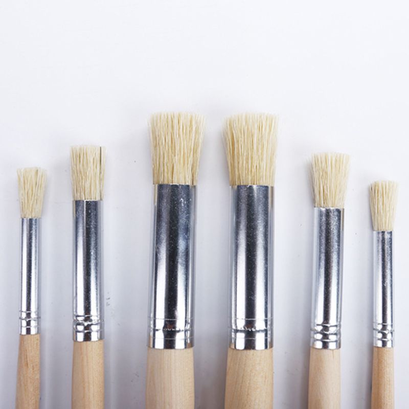 6 pièces/ensemble aquarelle peinture pochoir brosse taille différente manche en bois enfants étudiant Art fournitures