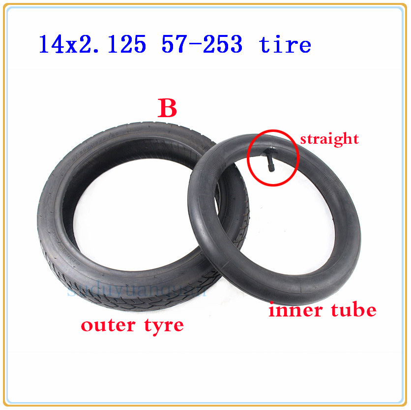 57-253 tube 14x2.125 tire fits for Folding electric bicycle, children's bicycle,e-Bike 14*2.125 tyre inner tube 14'' wheel tyre: tube and tyre B