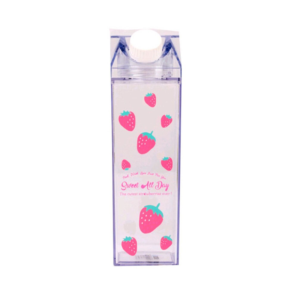 Plastic Clear Milk Carton Water Bottle Transparent Milk Box Juice Water Cup for Girls XHC88: a