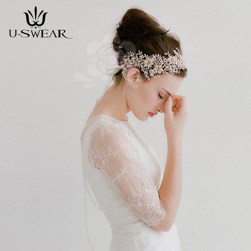 Tocado de novia hecho a mano, tocado de cristal dorado, joyería para el pelo, Tiara para la cabeza para novia, accesorios para el pelo para desfile de Graduación