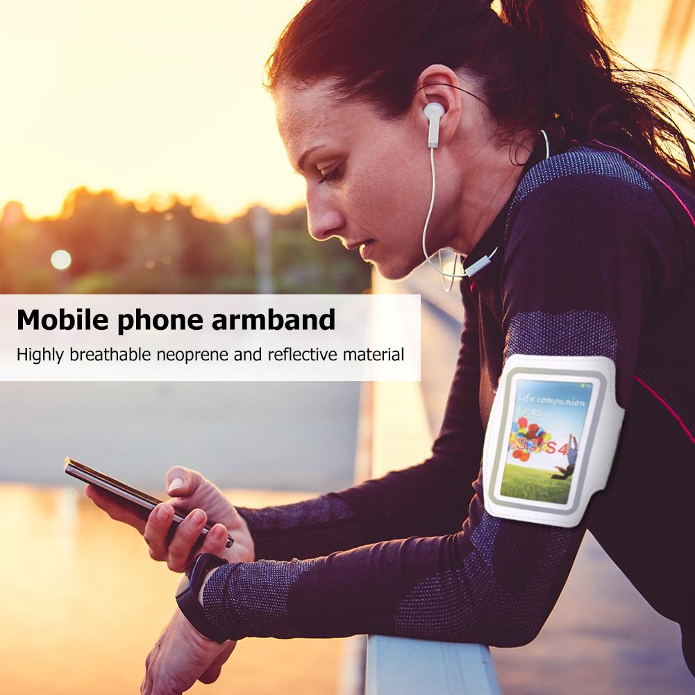 Løbende sportstelefon etui armbånd svedtæt udendørs armbåndsrem beskyttende holder pose taskeovertræk til 4-6 tommer telefon