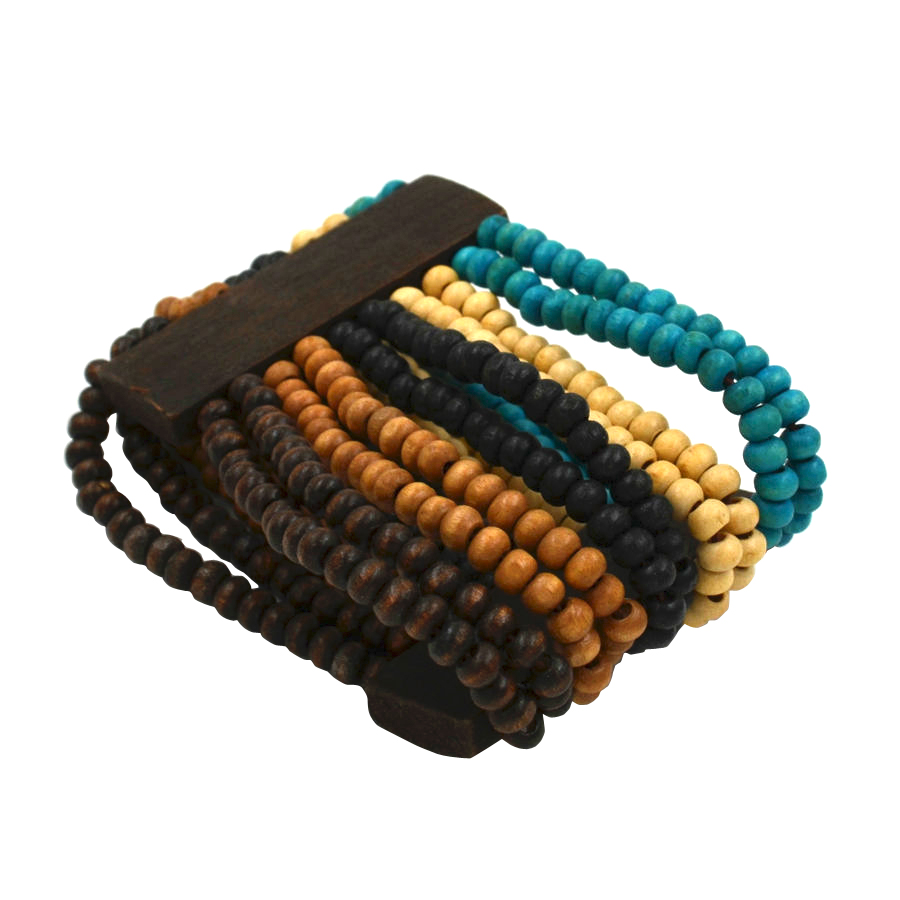 T011 Bigbing Sieraden Mode Blauw Hout Kralen Brede Stretch Armband Nikkel Gratis