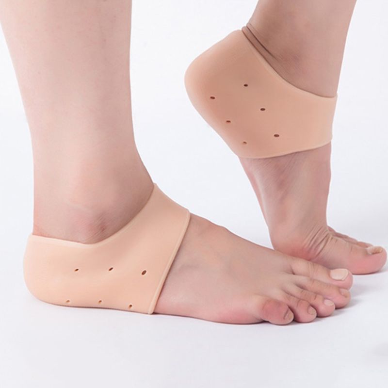 2Stck Silikon Gel Feuchtigkeitsspendende Plantarfasziitis Ferse Socken unisex Fuß Protektoren Schuh Kissen Geknackt Schmerzen Linderung Einsätze Pads