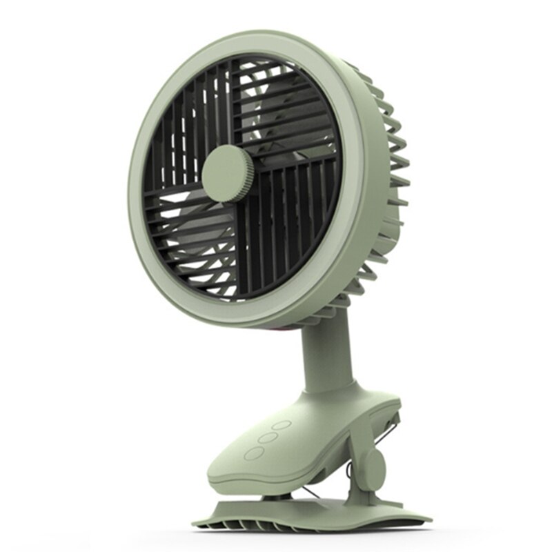 Usb-bureauventilator, 3 snelheden, instelbaar, usb-oplaadbaar, clip-on koelventilator, sterke wind, stil, met tafellamp: Default Title
