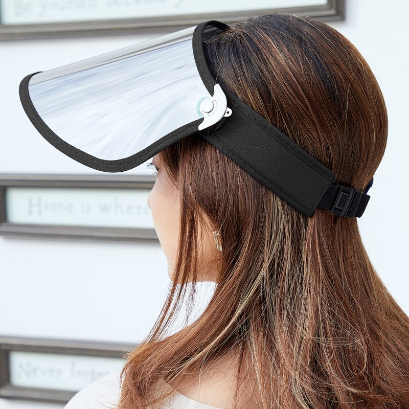 Korean Summer Long Eave Sun Cap Men Women Adult Sun Protection Sunscreen Hat Female Outdoor Riding Empty Top Casual Hats H7340: Black