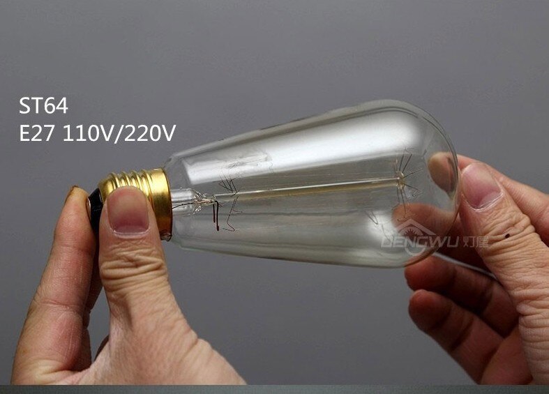 1 st.  st64 e27 220v lightinbox vintage edison gloeilamp helder glas gloeilampen zijde gloeilamp