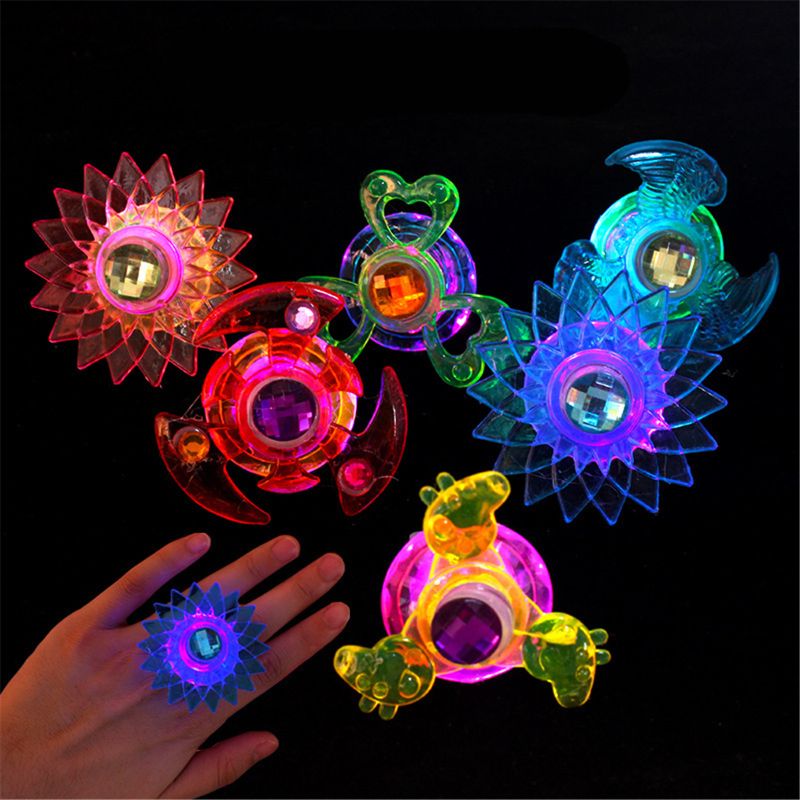 3 stk led fidget spinner ring flash lys hånd spinner gyro stress relief legetøj  y4qa: Default Title