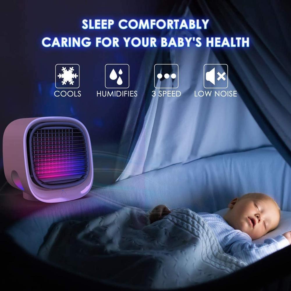 Kannettava mini ilmastointilaite 3 väriä valo ilmastointi ilmankostutin puhdistaja usb pöytäkone ilmanjäähdytin tuuletin vesisäiliöllä kotiin 5v