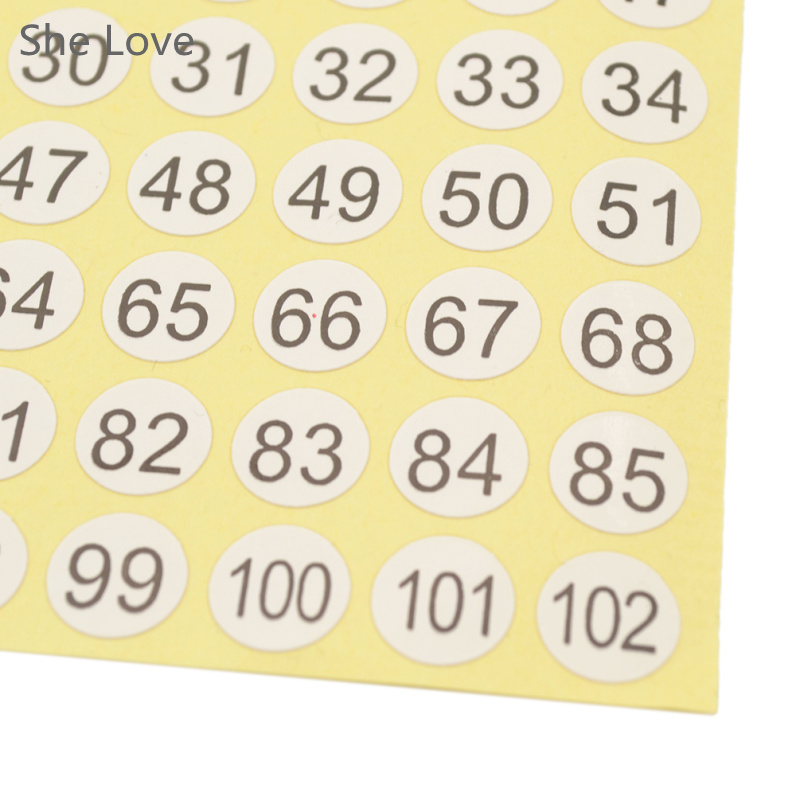 Chzimade 5 ark vita runda siffror 1-102 självhäftande klistermärke präglingsetiketter scrapbooking stämpling klistermärke