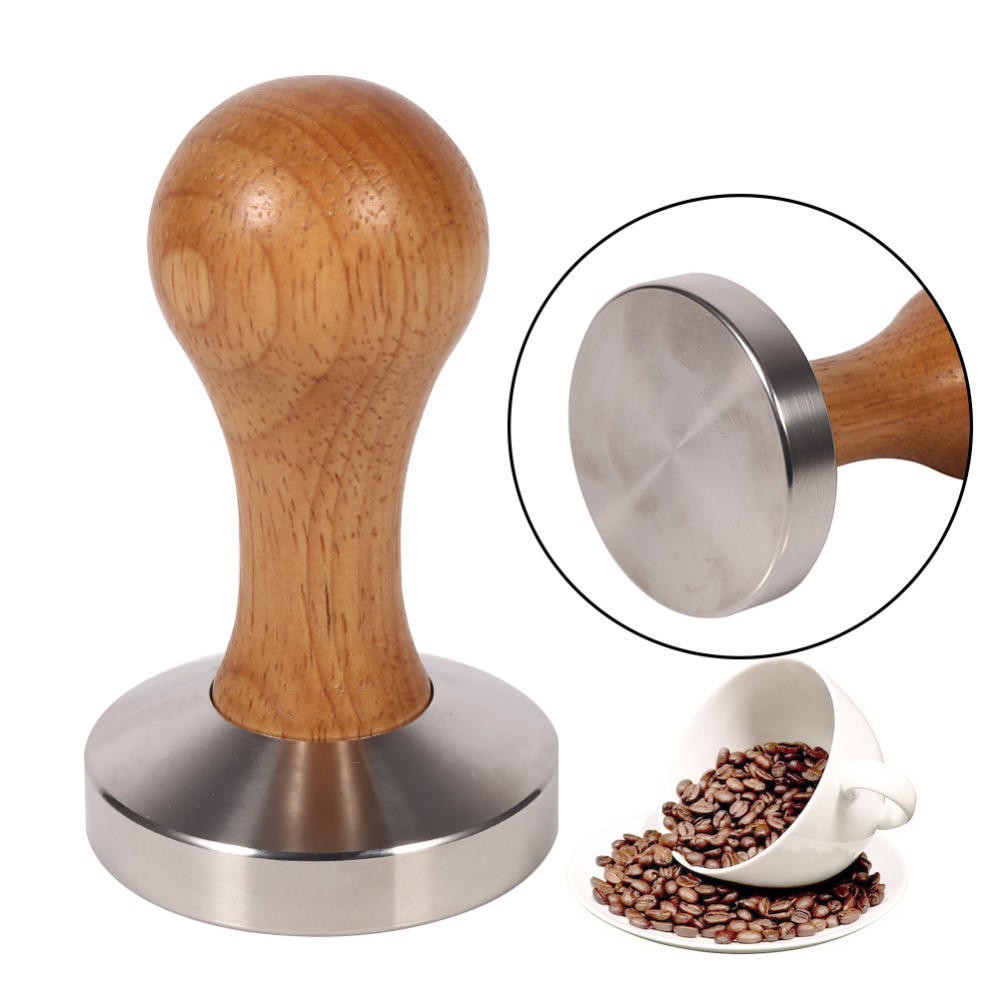 58mm Rvs Nespresso Bean Sabotage Platte Espresso Sabotage Houten Handvat Hamer Koffie Accessoires