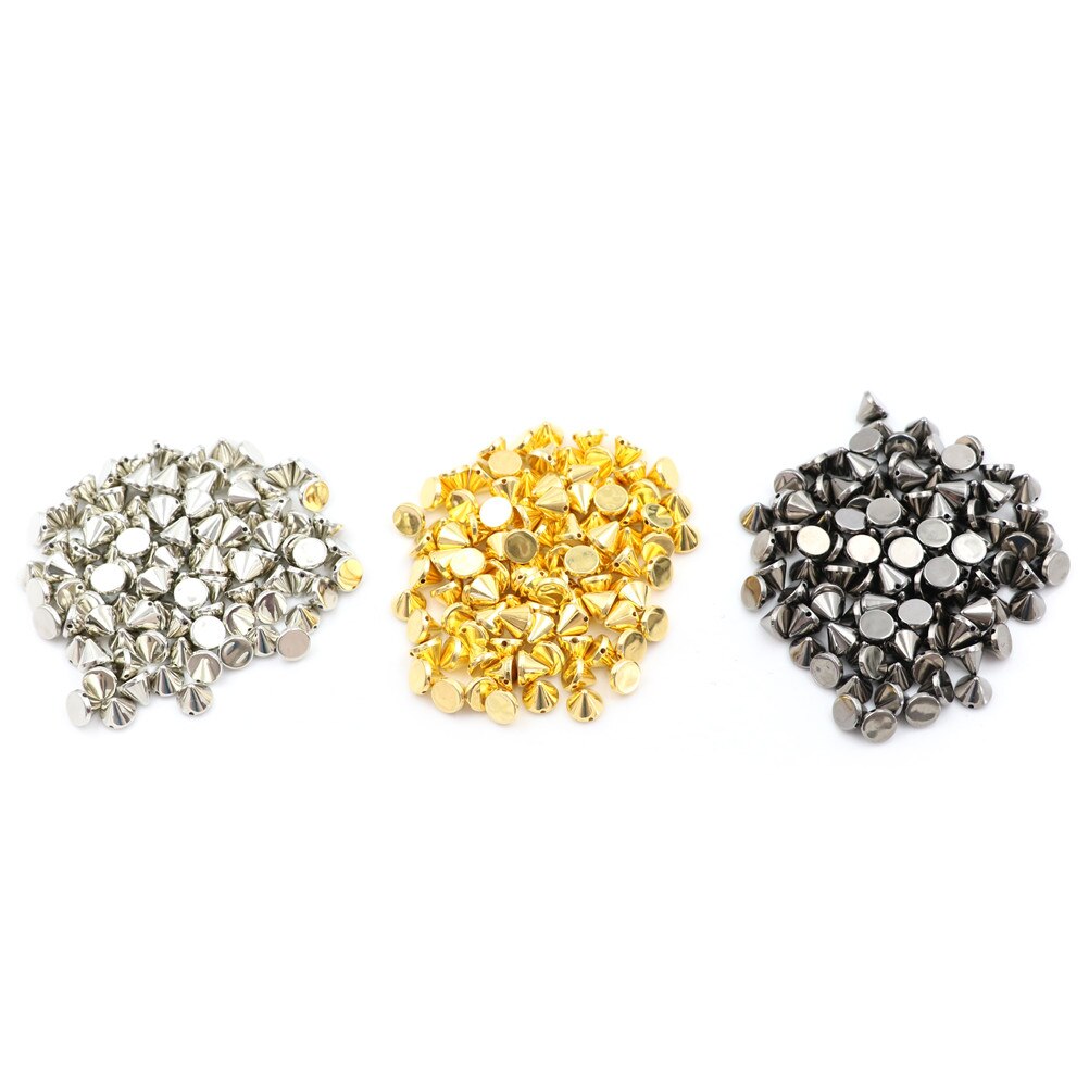 100 Stks/partij Diy Bead Ambachten Klinken Kledingstuk Studs Nail Punk Rock Voor Tassen Jurk Clotheswedding Goud Zilver Naaien Spike klinknagel