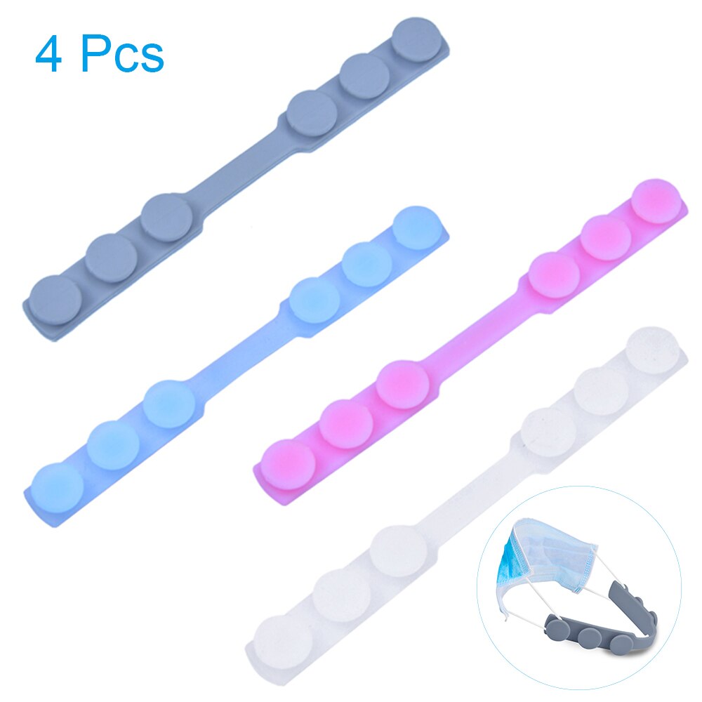 4 Pcs Mask Ear Strap Hook Soft Silicone Mask Extender Mask Adjustable Non-Slip Ear Strap Hook 3 Gears Relieve Long-time Wearing