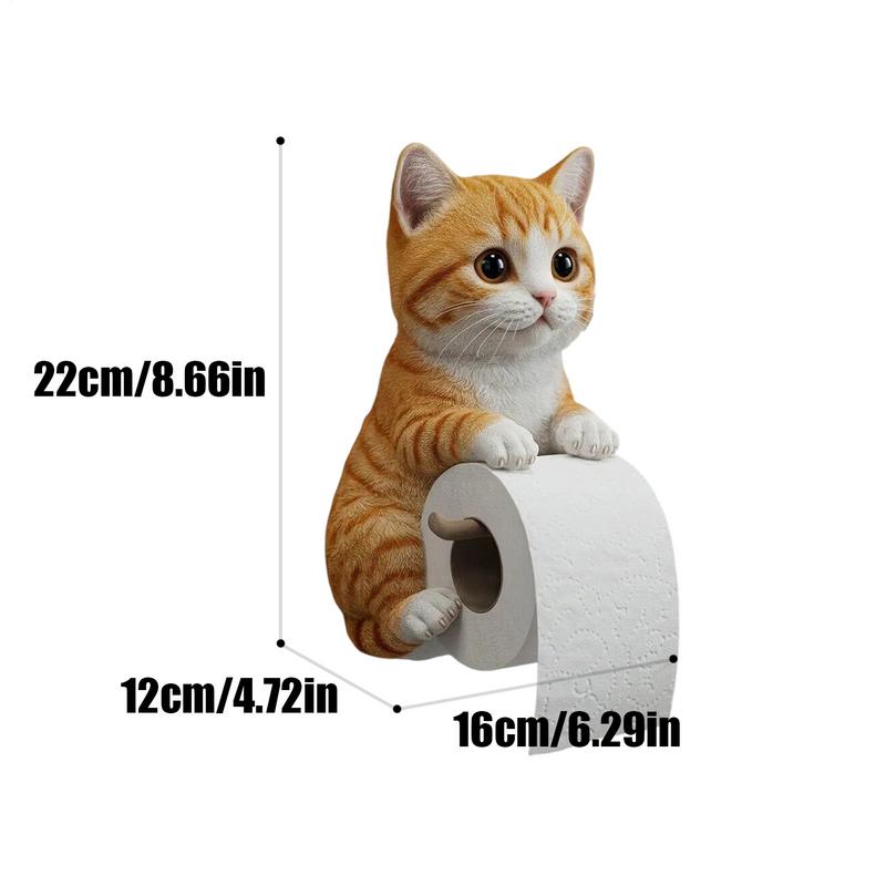 Cat Toilet Paper Holder Cat Toilet Roll Holder Wall Mounted Roll Rack Cute Dispenser for Dorm Home RV Restroom Travel Kitchen