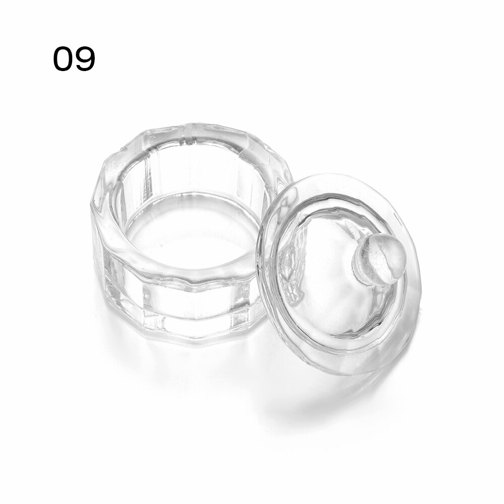 1PC Multi-styles Nail Crystal Bowl Cup Glass Dappen Dish Arcylic Powder Holder Container Nail Art Manicure Salon Nail Tool: 9