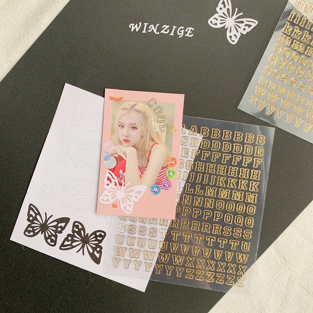 Glitter Alphabet Sticker Korean Aesthetic Sticker For K-pop Toploader Decor DIY Scrapbooking Journal Diary Supplies Stationery