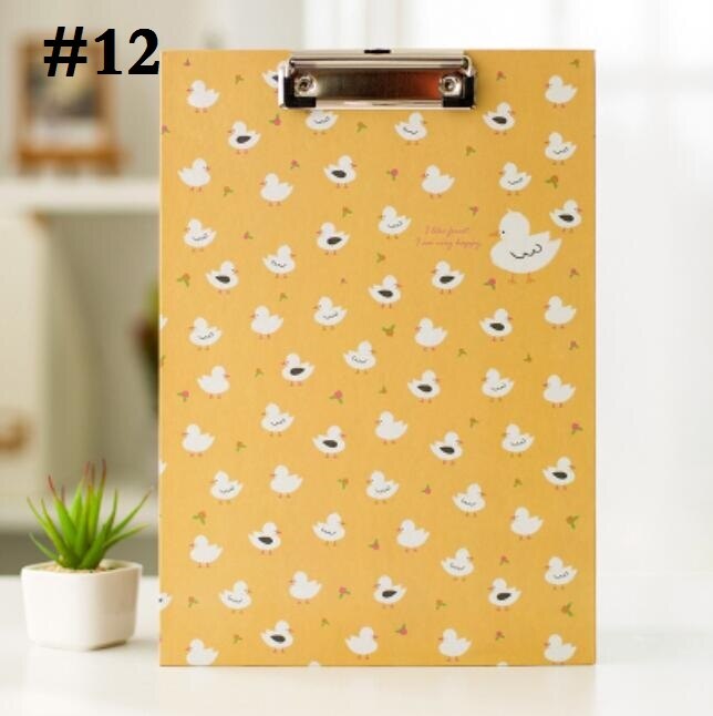 1 unids/lote tablero para carpetas tamaño A4 de dibujos animados de oso gato amigos + flor con clip archivador material escolar: NO12 Duck Orange