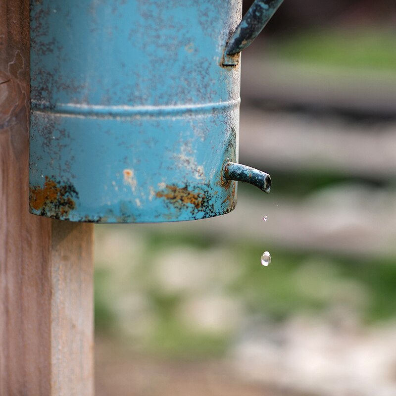 special retro rustic blue metal wall hanging planter pot