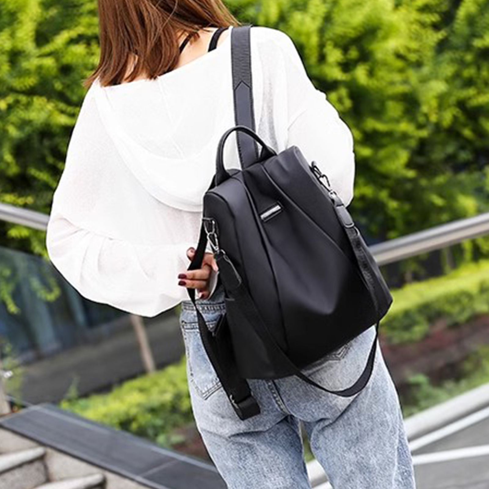 Oxford Cloth Anti Theft Backpack Back Hidden Zipper soft Women Backpack Suitable for Daily Work Travel