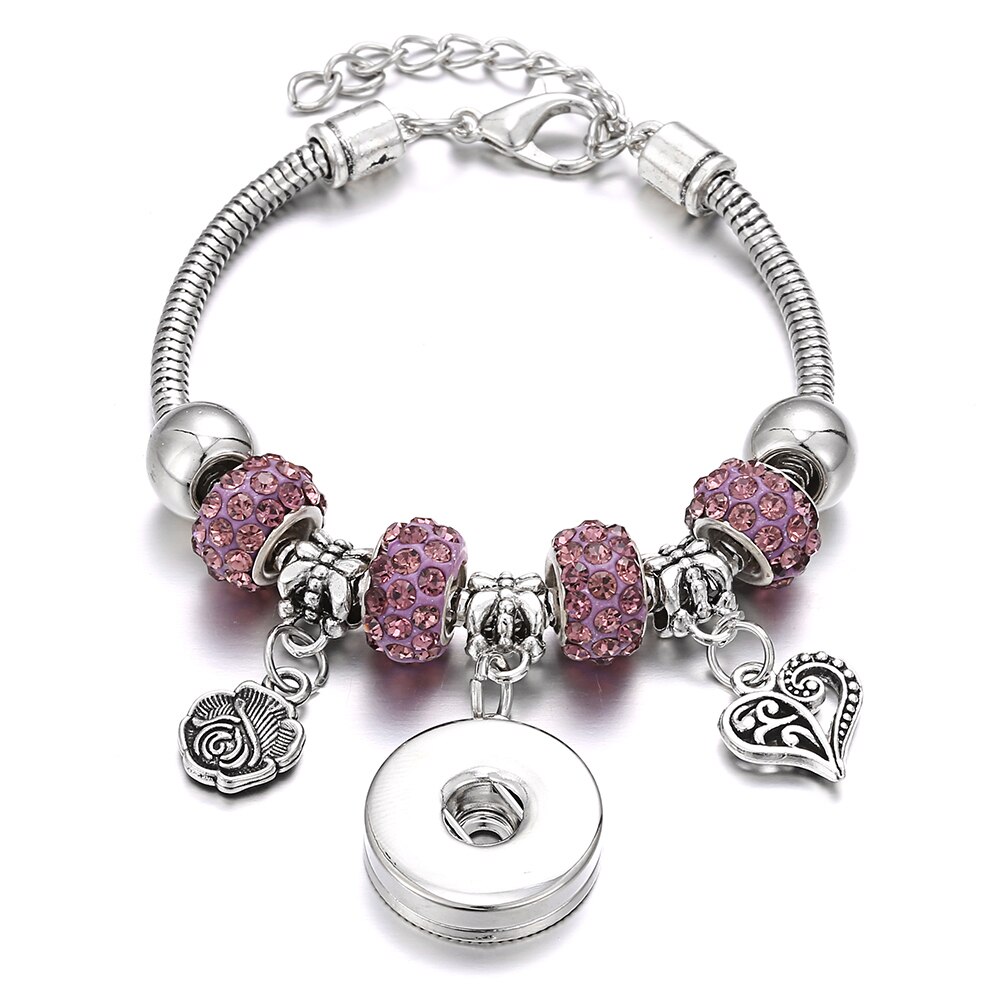 Snap Button Jewelry Snap Bracelet Lobster Buckle Snake Chain Bangles Fit 18MM Snap Jewelry Christmas Beads Bracelet: 2