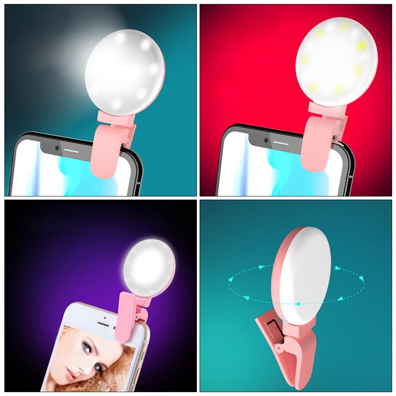 Mini anneau lumineux Selfie Portable, Clip pour téléphone