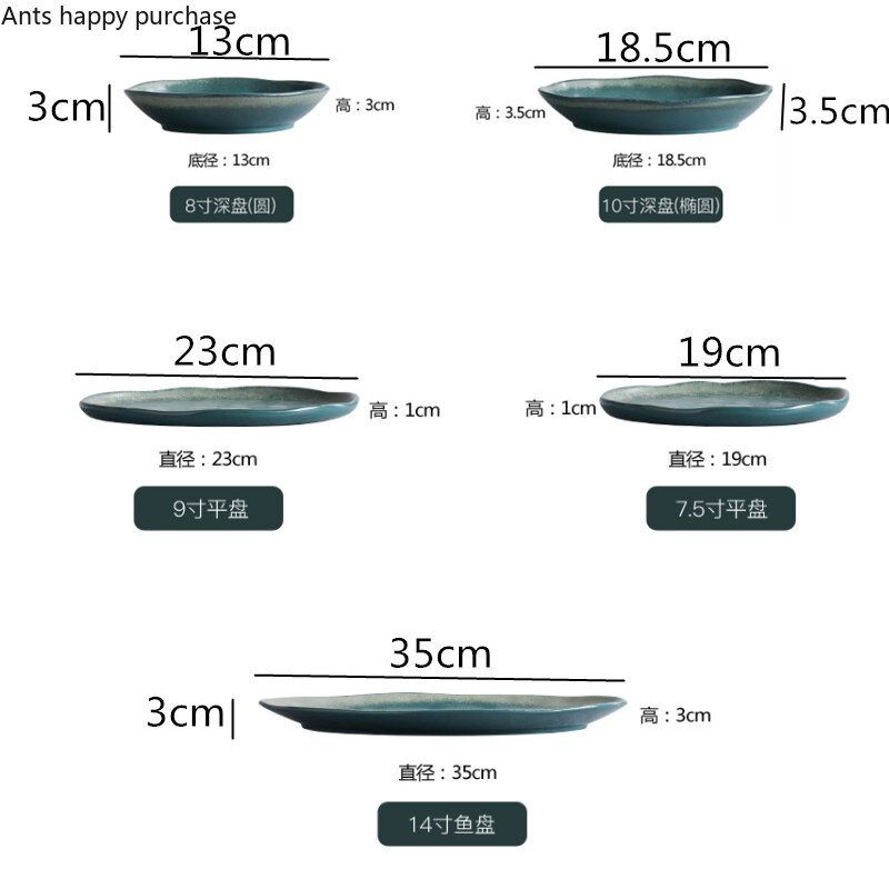 Green Irregular Dinner Plate Oval Fish Plate Dishes Steak Plate Home Restaurant Decorative Tableware Dishes and Plates Sets