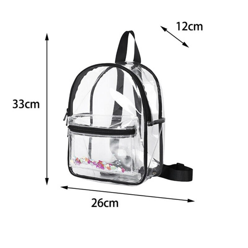 Large Clear Backpack PVC Plastic Heavy Duty Bag School Office Travel Security