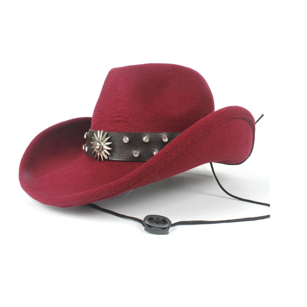 Chapeau Cowboy 100% Laine - Taille Ajustable S-XL, Bord Roulé, Multiple Couleurs