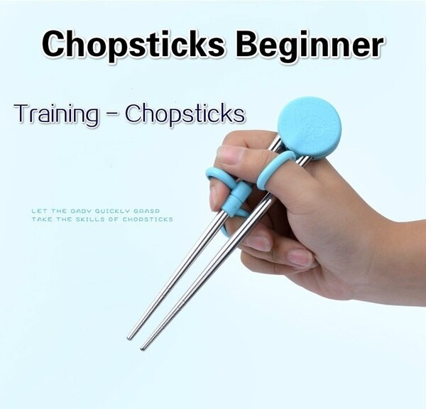 Chopsticks for Beginners Children Training Using Chopsticks Silicone Ring Removable Stainless Steel Chopsticks Correct Usage