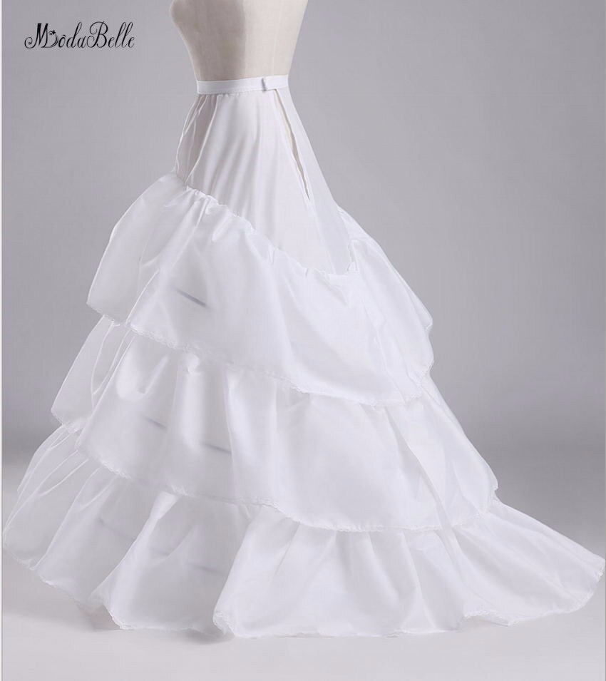 modabelle White 3 Hoops Wedding Petticoats Ruffles Petticoat Tutu Long Black Petticoat Woman Enagua Para Vestido De Novia