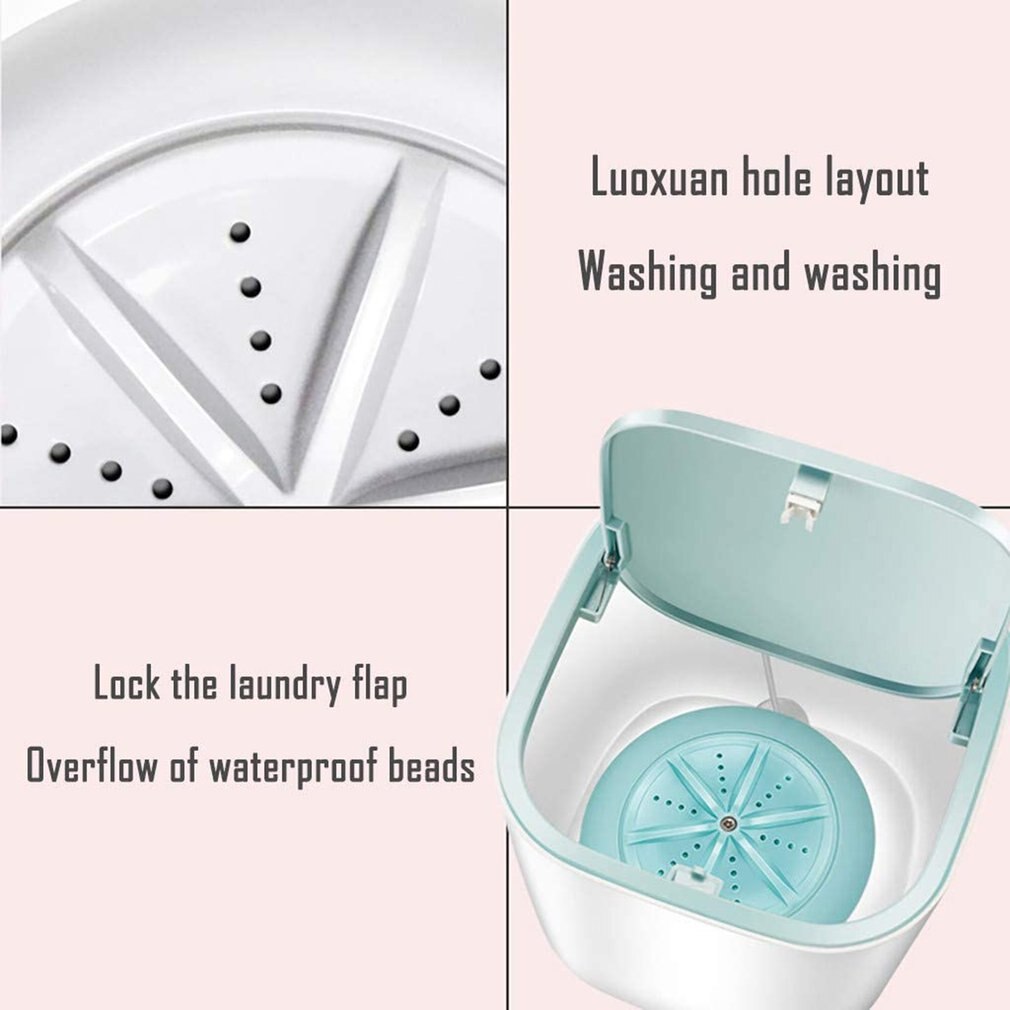 Ultrasonic Portable Mini Turbo Washing Machine With Usb Power Supply Mini Compact Lightweight Personal Washing