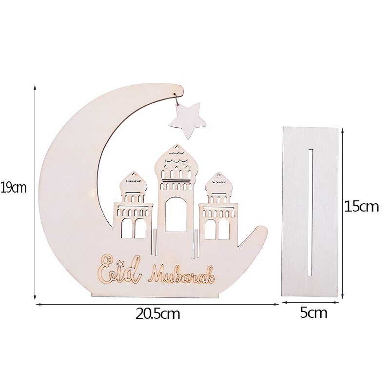 Eid Mubarak Houten Ornament Diy Star Moon Moskee Craft Gelukkig Eid Ramadan Home Decoratie Kaars Lade Moslim Islamitische Partij Gunst