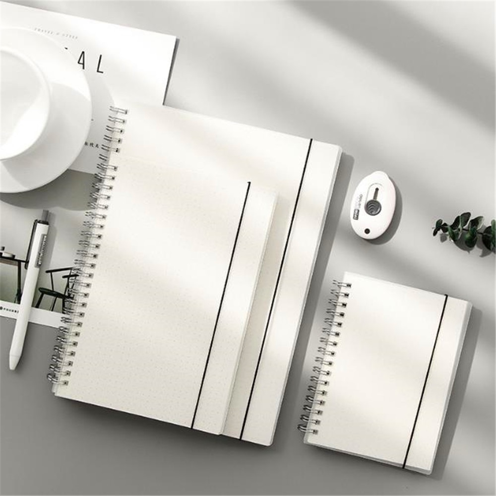 A5/a6/b5 klare pp frostet omslag notesbog prik gitter/firkantet/blanke/linjesider spole notesbog med bandage skolepapir